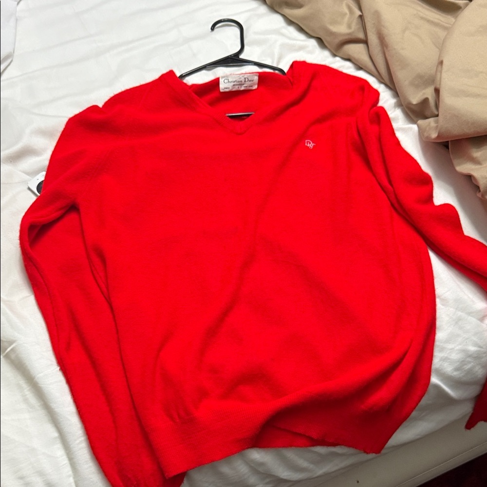 Red V-Neck Pullover